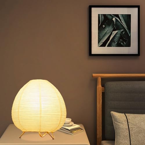 Fosinz Small Table Lamp, Cute Paper Lamp, Ambient Lighting Lamp, Cozy Bedside Lamp, Minimalist Warm Glow Light for Bedroom...