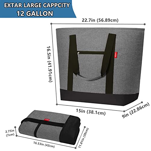 LHZK Jumbo Cooler Bag, Collapsible Leakproof Insulated Bag with Zipper & Handles, Soft Insulated Grocery Bags for Shoppin...