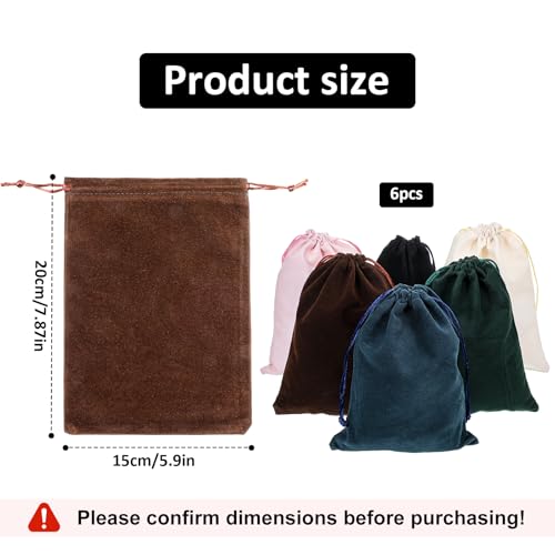 6 Pcs Gift Fabric Cloth Bag 7.8 x 6.2 inch 6 Colors Mixed Velvet Gift Bags Package Drawstring Pouch Soft Velvet Bag with D...