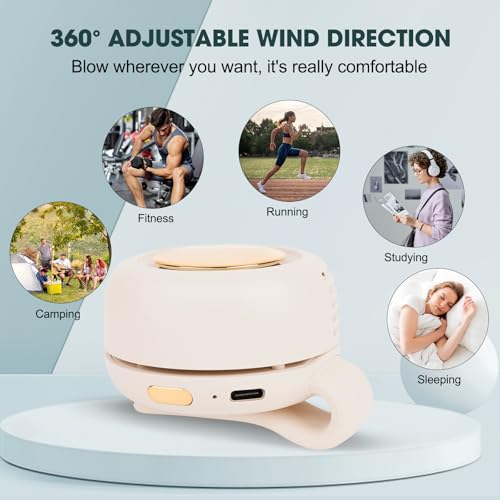enterlent Portable Silent Mini Bladeless Electric Fan,Mini Whirlwind Fan for Waist Clip Fan(3-Speed),Hands-Free Neck Fan s...