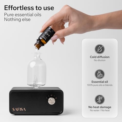 SAFISA Waterless Essential Oil Diffuser, Scent Diffuser for Home, 700 Sq. Ft., Portable Waterless Diffuser, Nebulizing Col...