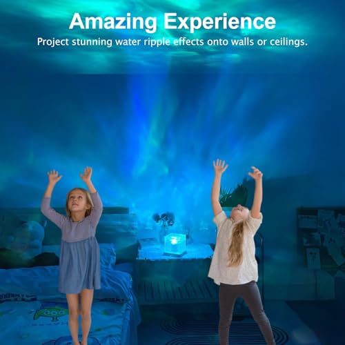 YXQUA Northern Lights Ocean Wave Projector Light, Galaxy Light Projector, 16 Colors Gradual Rotating Flame Water Ripple Am...