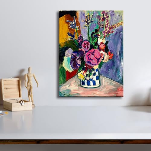 Wieco Art Canvas Prints Wall Art Still Life of Peonies in a Vase 1907 by Henri Matisse Abstract Canvas Art Print for Wall ...