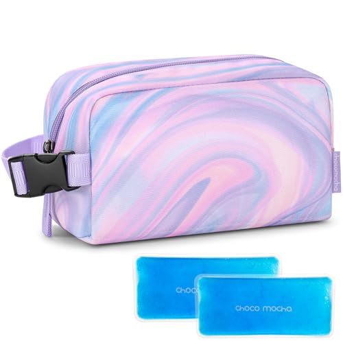 Choco Mocha Snack Bag for Kids Small Cooler Bags Insulated & Freezable Snack Bag For School Toddler Snacks Bag, Fluid Purple