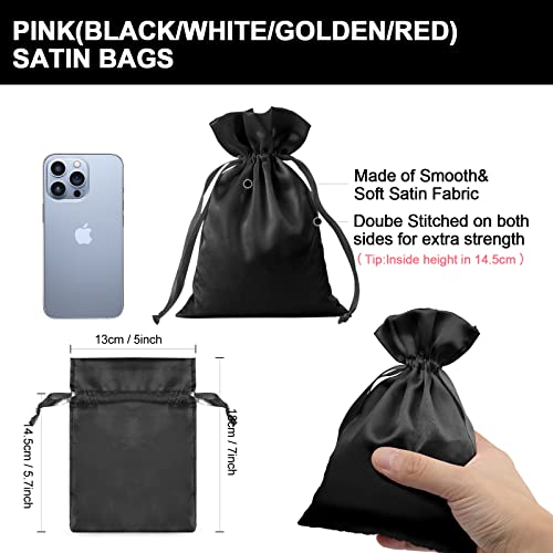 BeiLeiNiceHK 30pcs Satin Gift Bags Black Drawstring Bag,Gift Pouches For Christmas,Wedding Favor Bags,Small Jewellery Pouc...