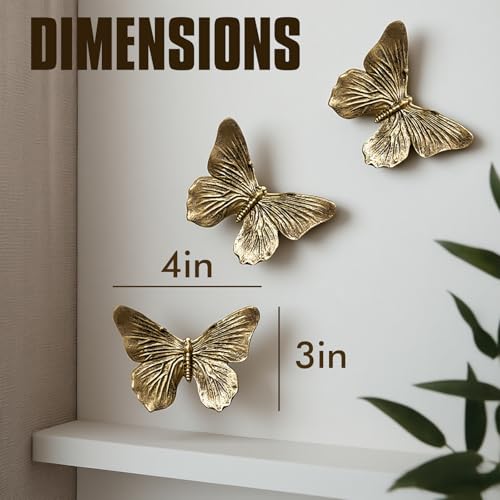 GUSFREUD 3D Butterfly Wall Decor Set – Resin Wall Decorations for Living Room, Bedroom and Gallery Walls - Antique Copper...