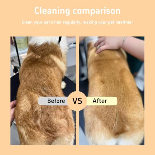 TemApex 2PCS Pet Comb for Dogs & Cats with Long & Short Stainless Steel Metal Teeth for Shedding and Tangles, Self-Cleanin...