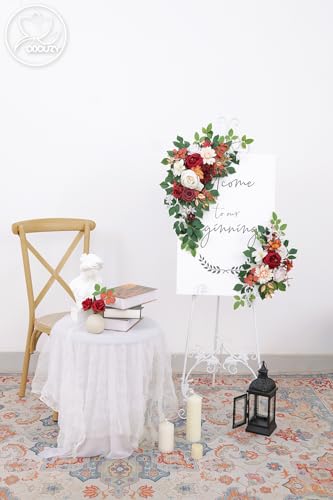 Odouzy Pack of 2 Wedding Arch, Artificial Flowers, Wedding Decor，Flower Garland Be Suited to Banquet, Party, Reception Ent...
