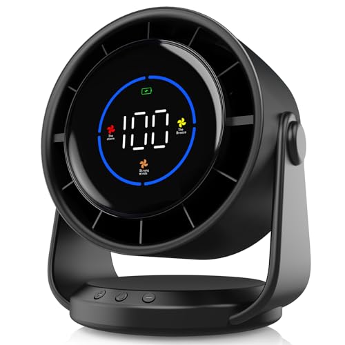YOSHENMO Desk Fan, Turbo Table Fan for Bedroom, 100-Speed Digital Display, Low Noise, 105° Adjustable Tilt, 7.5-inch, Rech...
