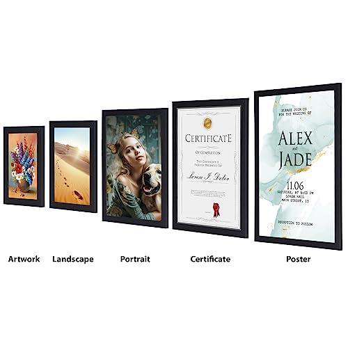 HORLIMER 8.5 x 11 Picture Frame Set of 15, Black Photo Frames 8.5 by 11 for Certificate Diploma Document, Wall Hanging or ...