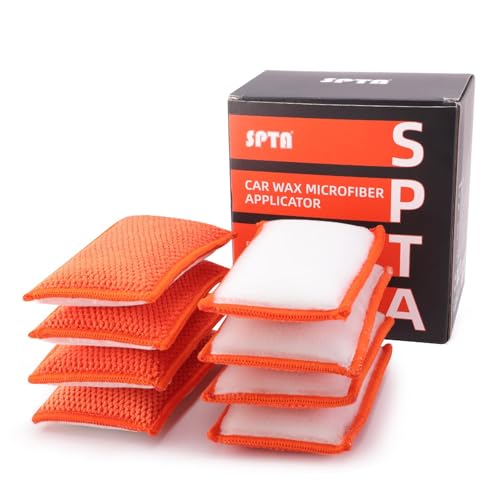 SPTA Car Interior Scrubbing Sponge, 8Pcs Scrub Ninja, Microfiber Car Wax Applicator, Car Wash Sponges for Car, Boat, Wood,...