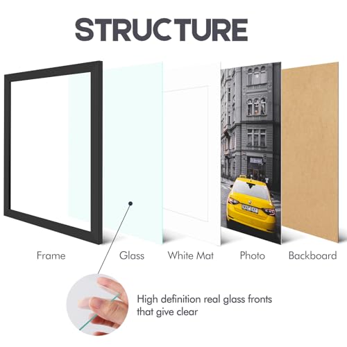 Golden State Art 16x20 Wood Picture Frame with Real Glass and 1.25'' Wide (Black)
