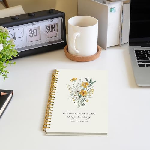 ROXMART Floral Christian Glitter Spiral Notebook, His Mercies Are New Every Morning Bible Journal, Christian Gifts for Wom...