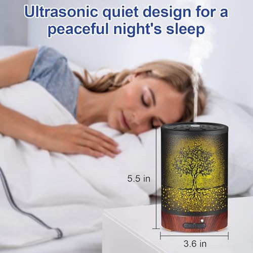 Essential Oil Diffuser- Aromatherapy Diffuser with7 Colors Light and Auto-Off for Women Metal Cool Mist Humidifier for Hom...