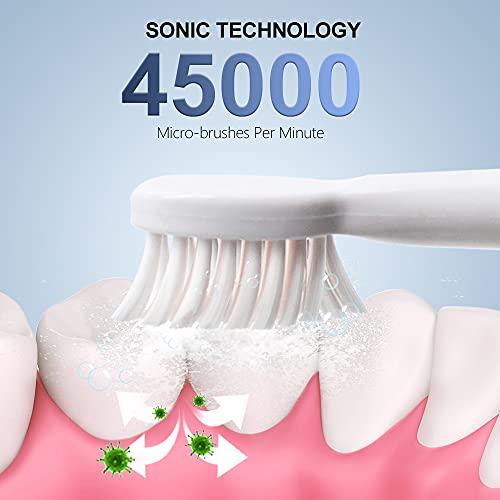 BTRICL Sonic Electric Toothbrush, USB Rechargeable Powerful Sonic Cleaning Tooth Brush with 6 Modes, 5 Brush Heads + 1 Fac...