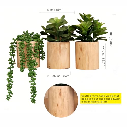 VINSUNI Artificial Succulents with Pots - Set of 3 Small Fake Plants for Aesthetic Room Decor - Realistic Mini Faux Greene...