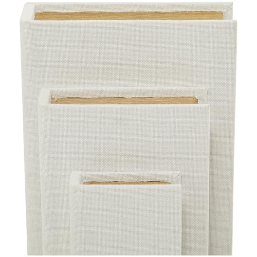 Deco 79 Linen Fabric Decorative Box Faux Storage Book Book Shaped Boxes, Set of 3 Decorative Keepsake Boxes 12", 9", 6"H, ...