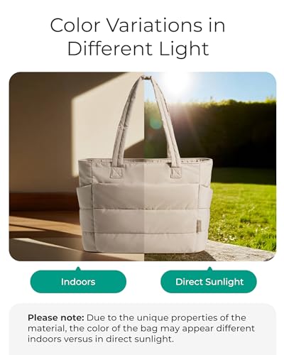 BAGSMART Tote Bag for Women, Lightweight Puffy Tote Bag with Compartments Shoulder Bag Handbag for Travel, Work, Gym | Lig...