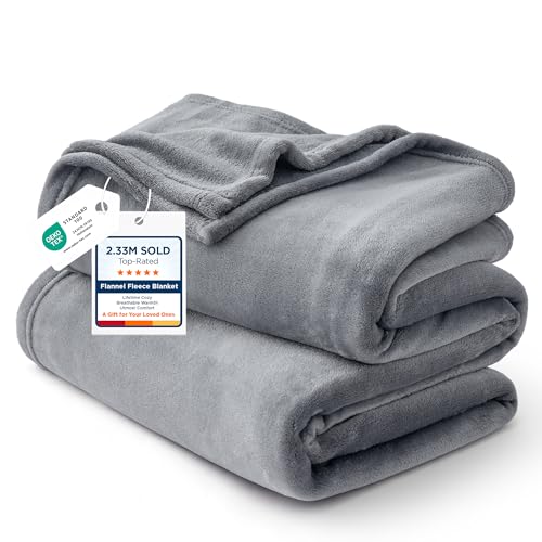 Bedsure GentleSoft Fleece Bed Blankets Queen Size Grey - Soft Warm Spring Blanket Lightweight Cozy Anti-Static Microfiber,...