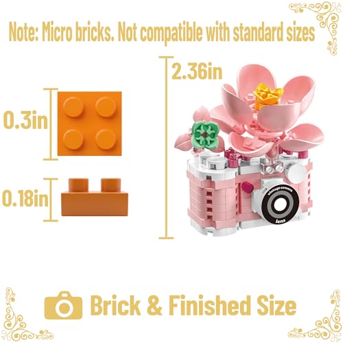 Gearblox 6 Set Mini Flower Cameras Micro Bricks Building Toy Set Collectible Cute Camera Miniature Toys Models Creative Gi...
