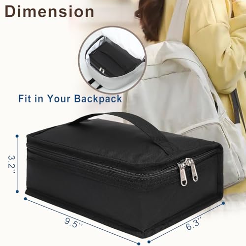 FlowFly Small Insulated Lunch box Portable Soft Bag Mini Cooler Thermal Meal Tote Kit with Handle for Work & School, Black