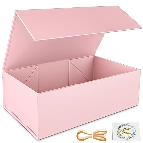 RYDDOY Pink Gift Box, 9.5x6x3'' Gift box for Presents with Lids Magnetic Closure Rectangle Collapsible for Bridesmaid Prop...
