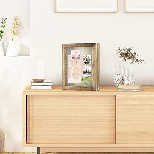 Love-KANKEI Shadow Box Frame 8x10 Shadow Box Display Case with Linen Back Memorabilia Awards Medals Photos Memory Box Gift...