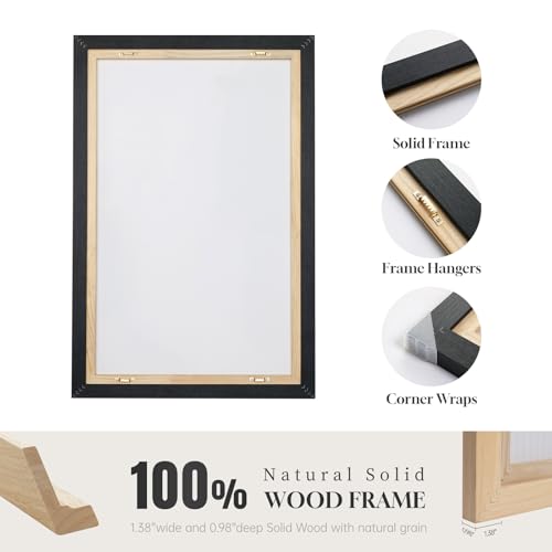 Large Framed Black and White Abstract Wall Art for Living Room, 3 Piece Big Modern Canvas Prints Paintings Artwork for Wal...