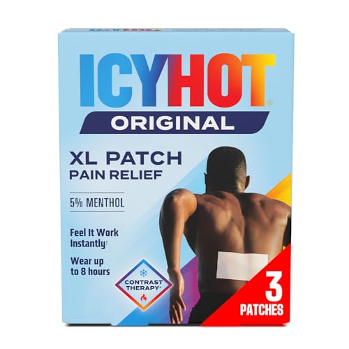 Icy Hot Original Pain Relief Patch, XL Size Comfortable Fabric Patches with Menthol 5%, Ice and Heat Contrast Therapy for ...