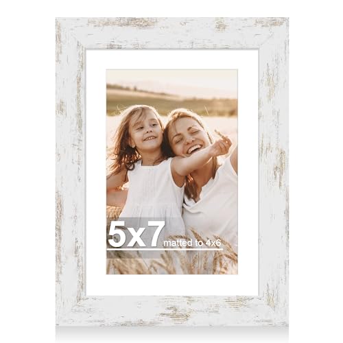 Hongkee 5x7 Picture Frame with Glass, Display Pictures 4x6 with Mat or 5 x 7 without Mat - Wall and Tabletop, 5 by 7 Photo...