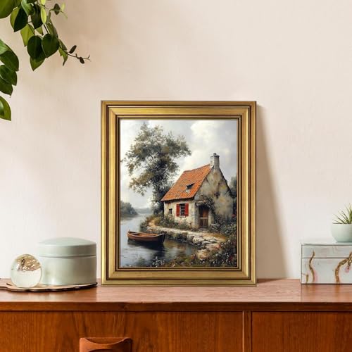 Aruifinw 8x10 Picture Frame - Vintage Gold Picture Frame for Tabletop & Wall Mount, 8 x 10 Photo Frame for Living Room, Be...
