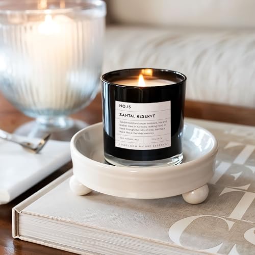 LUMELOOM Santal Reserve Luxury Scented Candles, 9oz Soy Wax Candles for Home Scented, Sandalwood, Amber, Iris & Leather Sc...