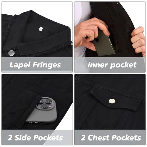 Weiai Denim Vest Men Vintage Casual Jean Jacket Sleeveless Outerwear