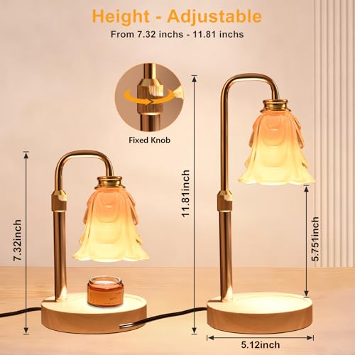 Flower Candle Warmer Lamp with Timer and Dimmer 4-Level Dimmable Adjustable Height Light Heat Lamp for Jar Candles Modern ...