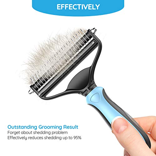 Dog Brush and Cat Brush – 2 Sided Pet Grooming Tool for Deshedding, Mats & Tangles Removing – No More Nasty Shedding and F...