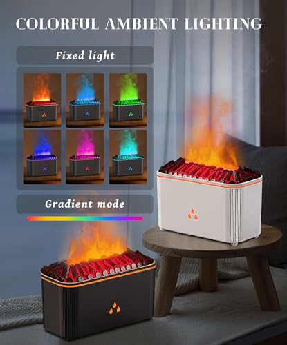 Essential Oil Diffuser, Flame Air Aromatherapy Diffuser, 7 Color Changing Light, Aromatherapy Humidifier with Auto Shut-Of...