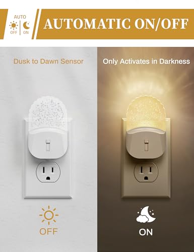 DORESshop LED Night Light, Baby Night Lights [2 Pack], Plug in Night Light with Auto Dusk to Dawn Sensor, Adjustable Brigh...