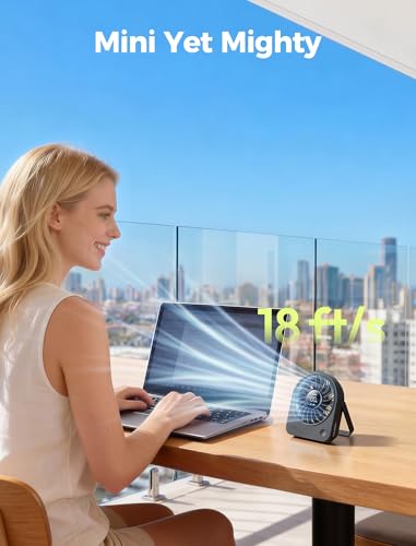 Aecooly Mini Portable USB Desk Fan, Small Enough to Hold 4.2 in Mighty Desktop Fan, USB & Battery Powered Quiet Table Fan...