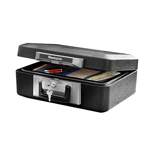 SentrySafe Fireproof Safe Box with Key Lock, Chest Safe with Carrying Handle to Secure Money, Jewelry, Documents, 0.25 Cub...