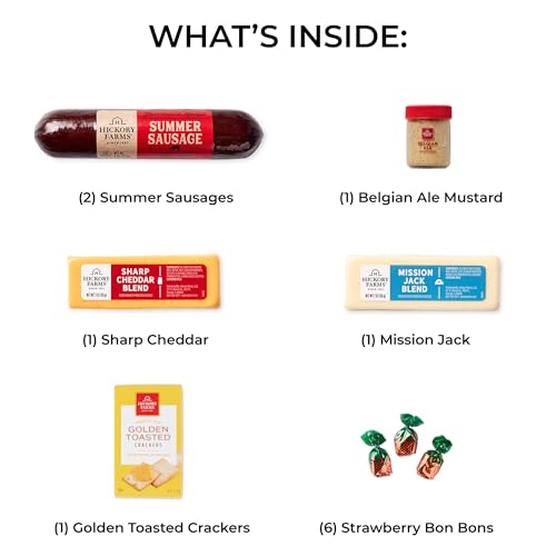 Hickory Farms Farmhouse Meat & Cheese Food Gift Basket (Small) - Box Set | Charcuterie Board Food | Summer Sausage | Fathe...
