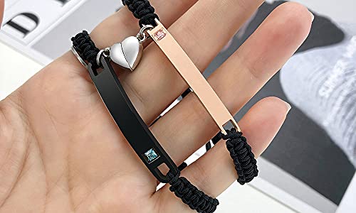 MEALGUET Personalized Couple Bracelet Customized Couple Bracelets Set Mutual Attraction Custom Name Relationship Bracelet ...