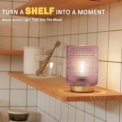 Battery Operated Decorative Lamp with Timer, Small Cozy Ambience Lamps for Shelf/Bedside/Table Decor, Cordless Table Lamp ...