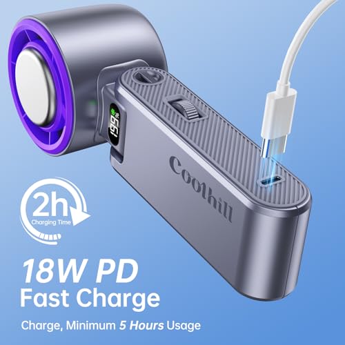 Coolhill Pro Handheld Portable fan with Turbo Cooling - Hand Held Fan Rechargeable, 1-199 Speeds, Up to 12Hrs Battery Lif...