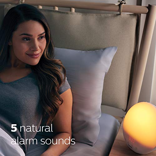 Philips SmartSleep Wake-up Light, Colored Sunrise and Sunset Simulation, 5 Natural Sounds, FM Radio & Reading Lamp, Tap Sn...