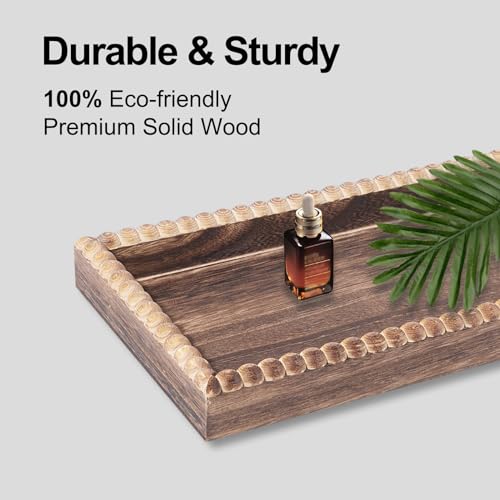 BDBDYEAY Bathroom Countertop Organizer, 2 Tier Vanity Organizer and Storage for Cosmetic Skincare Perfume, Wood Bead Stora...