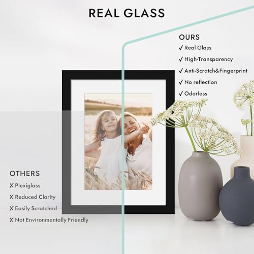 Hongkee 5x7 Picture Frame with Glass, Display Pictures 4x6 with Mat or 5 x 7 without Mat - Wall and Tabletop, 5 by 7 Photo...