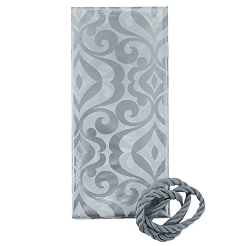 Hallmark 56" Large Plastic Gift Bag (Silver Damask) for Engagement Parties, Bridal Showers, Weddings, Valentines Day, Holi...