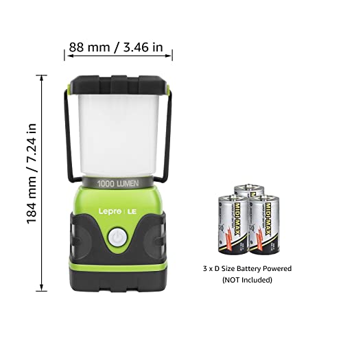 LE 1000LM Battery Powered LED Camping Lantern, Waterproof Tent Light with 4 Light Modes, Camping Essentials, Portable Lant...