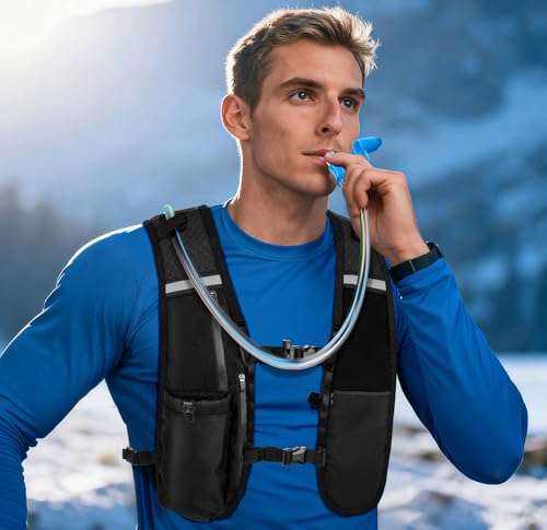 Hydration Backpack with 2L Water Bladder, Lightweight Running Vest for Women Men, Adjustable Straps, Multi-Pocket Water ba...