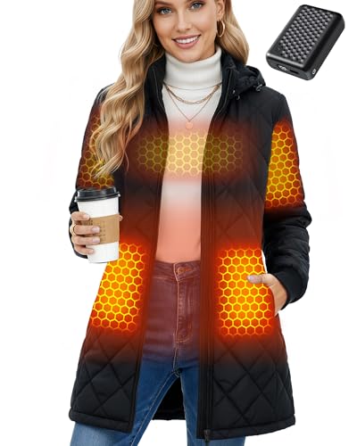Wulcea Graphene Heated Jacket For Women 12V 18400mAh Fast Charge Large Capacity Battery